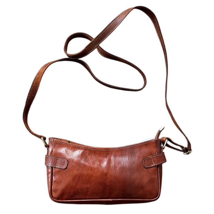 Handmade natural leather fringed shoulder bag